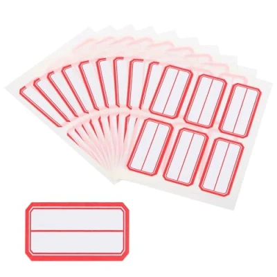 Image of M&amp;G 300 Pcs Name Tag Stickers, Labels Stickers Waterproof Adhesive Blank for Stuff Daycare Supplies Bottle Clothes Fabric Folder Office Camp, 23x49mm, Red White