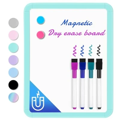 Image of VUSIGN Small White Board Dry Erase, 216 x 280 mm Magnetic Erase Board, Mini Whiteboard with Markers for Kids, Students, Fridge, Wall, Locker, Green