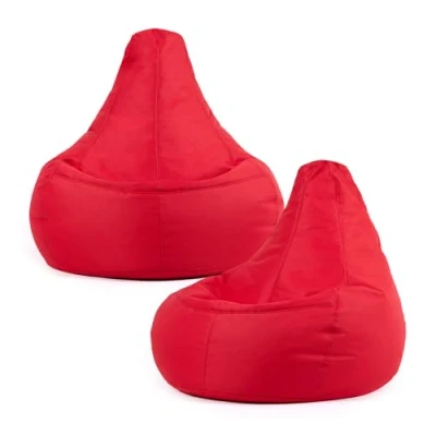 Image of Bean Bag Bazaar Dalton Outdoor Gaming Chair, Red, Set of 2, Water Resistant Fabric, Recliner Large Beanbag with Filling Included, Seating, Garden Furniture