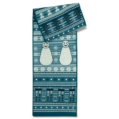 Image of DOCTOR Who Gifts Official Dr Christmas Scarf with TARDIS, Weeping Angels and Snowmen pattern BBC Merchandise