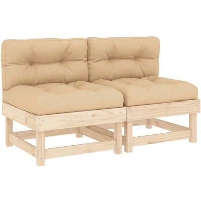 Image of vidaXL Middle Sofas with Cushions 2 pcs Solid Wood Pine