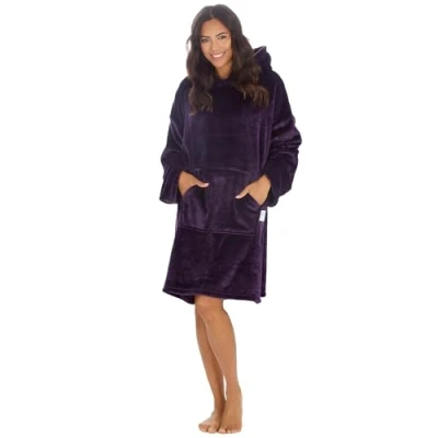 Image of Undercover Adults Oversized Plush Fleece Hoodie 34B2106 Purple