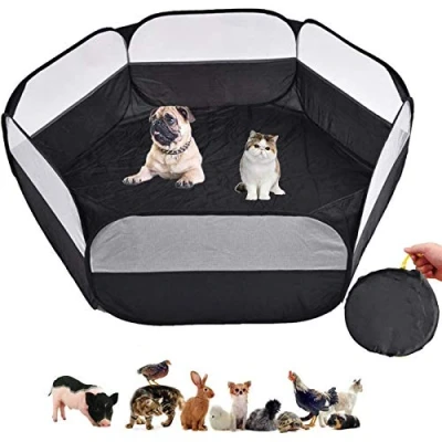 Image of Small Animal Cage, Pet Playpen, Play Tent, Indoor/Outdoor Bedding Fence, Portable Pen for Hamster, Guinea Pig,Bunny, Puppy, Ferret, Rat, Cat, Chinchilla, Bearded Dragon, Hedgehog (nocover Black)