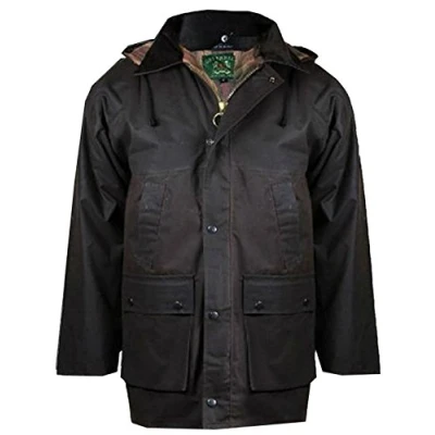 Image of Mens Padded Country Wax Heavy Weather Hunting Fishing Walking Jacket (Brown, 4XL)
