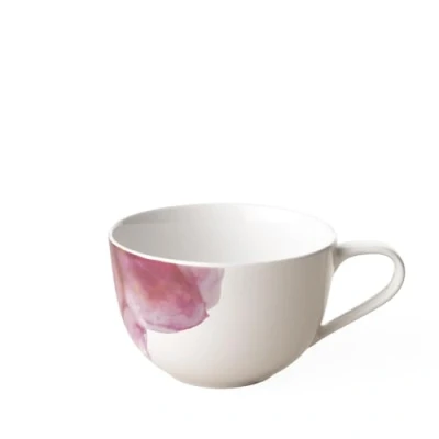Image of Villeroy &amp; Boch Rose Garden Breakfast Cup, 14.5 x 11 cm, Premium Porcelain, White/Pink