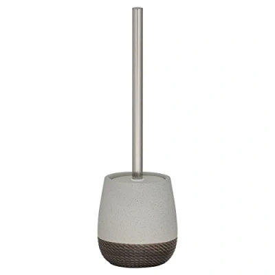 Image of Sealskin Braid Toilet Brush and Holder, Ceramic, Light Grey, 11.5 x 26 cm