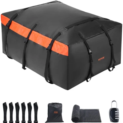 Image of VEVOR Car Rooftop Cargo Carrier Bag, 23 Cubic Feet Roof Carrier, Heavy Duty 840D PVC 100% Waterproof Luggage Bag for All Vehicle with/without Rack with Lock, Anti Slip Mat, 6 Door Hook