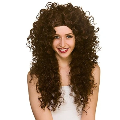 Image of Wicked Costumes Adult Long Brown Curly Fancy Dress Wig