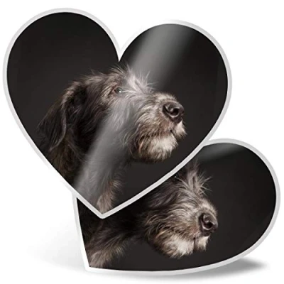 Image of 2 x Heart Stickers 7.5 cm Irish Wolfhound Dog Breed Fun Decals for Laptops,Tablets,Luggage,Scrap Booking,Fridges, 12573
