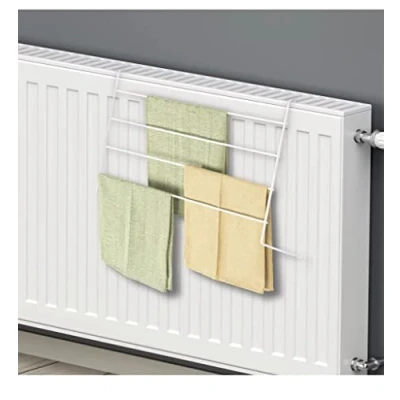 Image of GBS Over 4 Bar Folding Radiator Airer Towel Holder Dryer Clothes Hanging Lightweight Four Tier Rack Easy To Install Rail In Any Rooms (4 Airer)