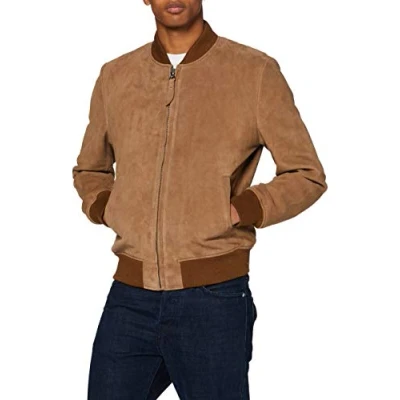 Image of Schott NYC Men&#039;s Lc3017 Leather Jacket, Dark Beige, Small
