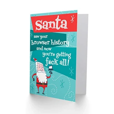 Image of Wee Blue Coo Santa Saw Your Browser History Funny Adult Rude Christmas Card