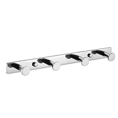 Image of kuivoo Coat Hooks Wall Mounted, Stainless Steel Racks Towel Robe Key Hat Hook Clothes Rail Door Hangers with 4 Heavy Duty for Bathroom Kitchen Toile,Silver