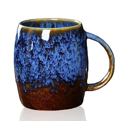 Image of ZPPLD Coffee Mug,450ML Ceramics Cup,Stoneware Mugs,Stoneware Coffee,Large Tea Cups Mugs,Porcelain Mug,Cappuccino (Blue)