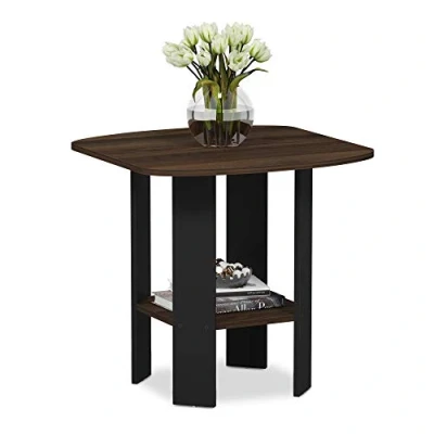 Image of Furinno Simple Design End Table, Side Nightstand, Columbia Walnut/Black, 1 Pack