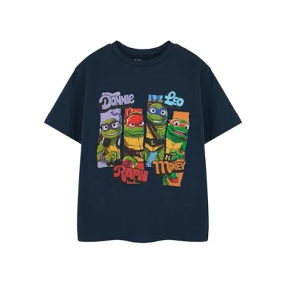 Image of Teenage Mutant Ninja Turtles Boys Grey T Shirt TMNT Short Sleeve Graphic Tee Kids Cartoon Apparel Raphael, Mikey, Leo &amp; Donatello Retro Top Movie Merchandise for Children Teens
