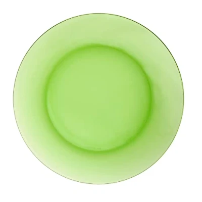 Image of Duralex LYS Collection Green Glass Dinner Plate 23.5 cm Set of 6 Heavy Duty Glass, Dishwasher Safe, Made in France