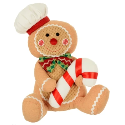 Image of Fabric Gingerbread Figure Sitting Christmas Decoration 33cm Man