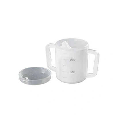 Image of Homecraft Two Handled Mug and Lids, 270 ml, Gradations to Measure Liquid Intake, Spout Lid Splash Lid, Dishwasher Safe, Independent Drinking Aid Cup, Elderly, Seniors, Disabled, Handicapped