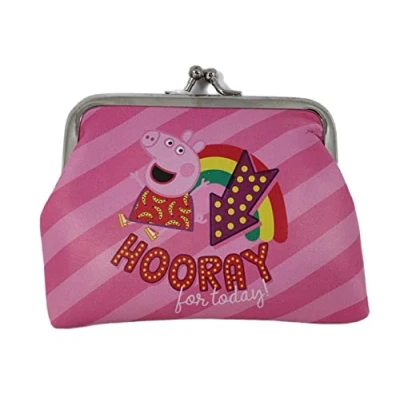 Image of Peppa Pig Coin Purse Pink Red OR Purple (Pink Stripe)