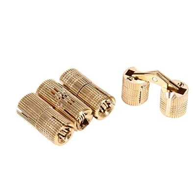 Image of 4pcs Copper Cabinet Concealed Hinges, Invisible DIY Project Brass Barrel Jewelry Box Furniture Handcraft, Hidden Door Hinges (10mm)