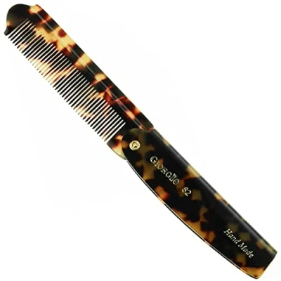 Image of Giorgio G82 4 Inch Handmade Folding Pocket Comb for Men, Fine Tooth Hair Straightener Everyday Grooming Styling Hair, Beard or Mustache, Use Dry with Balms, Saw Cut Hand Polished