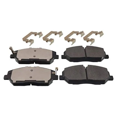 Image of 5810159A00 Brake pad set BLUE PRINT ADG042171 Front Axle with acoustic wear warning fastening material attachment