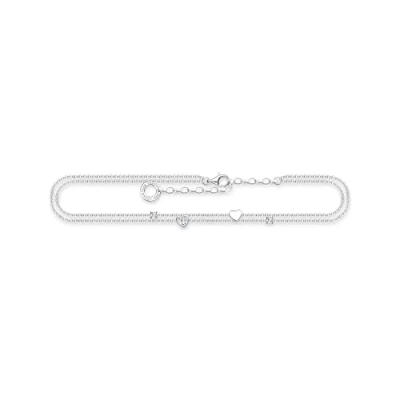 Image of Thomas Sabo Women Anklet with Hearts and White Stones Silver 925 Sterling AK0040 051 14