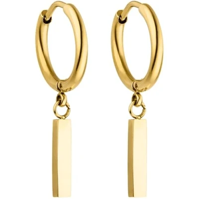 Image of PURELEI® Huli Hoop Earrings Women&#039;s Made of Durable Stainless Steel Waterproof Women 1.56 cm Diameter Fashion Jewellery for Your Individual Look, Steel, No Gemstone