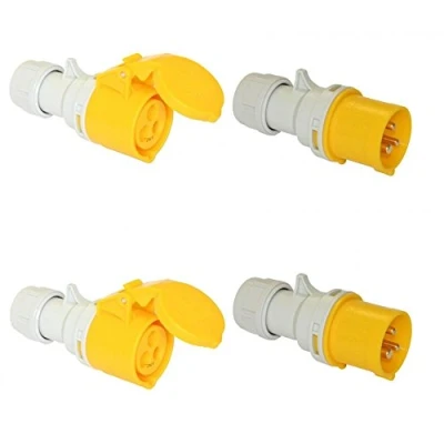 Image of Site Trailing Plug &amp; Socket 16 Amp 110 Volt 2 Sets 110v 16A PCE Quick Twist Lock DX/3001743
