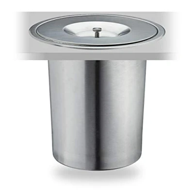 Image of Relaxdays Rubbish Bin, Container, Countertop Waste Paper Basket, Under Desk, HxD 25x27 cm, Stainless Steel, Silver, 25 x 27 cm