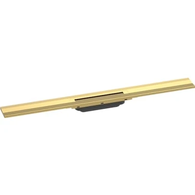 Image of hansgrohe 56051990 RainDrain Flex Ready Set Shower Drain 800 Can be Shortened for Wall Mounting Optic Complete Channel, Polished Gold Look, 80 cm