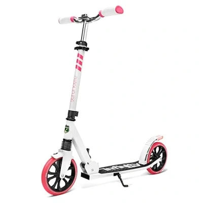 Image of SereneLife, Scooter, Kids Scooters, Scooter for Ages 8 12, Girls Boys Stunt Scooters Teenagers 11 15, Folding Kick Adult W/Big Wheels, (Pink)