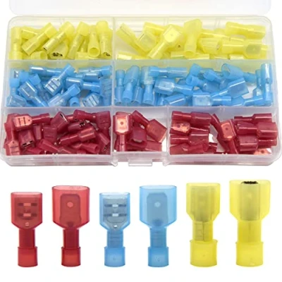 Image of Hocansen 110 Pieces Spade Connectors Insulated Male and Female Wire Crimp Terminal Kit（Colour/NLS)