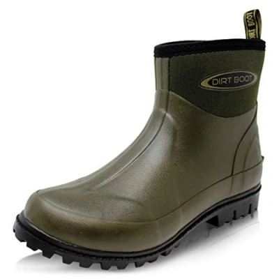 Image of Dirt Boot Men`s Neoprene Wellington Garden Wellies Stable Yard Ankle Mucker Boots (6 UK Men, Green, numeric_6)