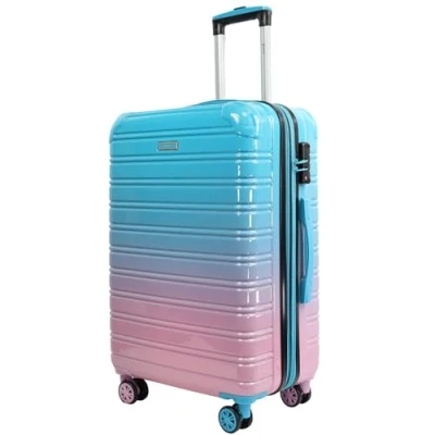 Image of Blade Expandable hand luggage hard shell suitcase trolley lightweight travel made of ABS+PC with TSA lock 4 spinner Wheels rolling (blue pink XL)