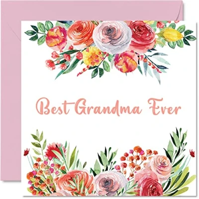 Image of Birthday Cards for Granny Best Ever Beautful Happy Card from Granddaughter Grandson, Gifts, 145mm x Mothers Day Greeting Grandma Gran