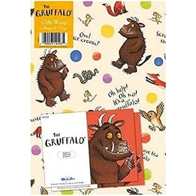 Image of The Gruffalo Wrapping Paper 10 Sheets Tags Sheet Size 70cmx50cm Official Product Responsibly Resourced
