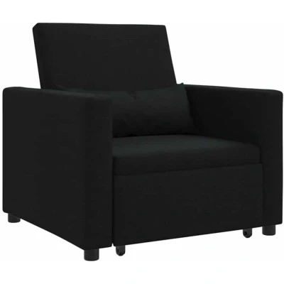 Image of vidaXL 3 in 1 Single Sofa Bed Convertible Black Fabric