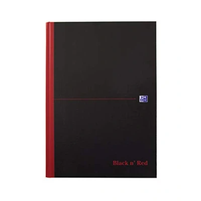 Image of Oxford Black n Red Book Casebound 90gsm Narrow Ruled 192 pages A4 Ref F66173 [Pack of 5]
