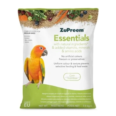 Image of ZuPreem Essentials Complete Bird Food Suitable for Cockatiels, Lovebirds, Small Conures, Quakers, Lorikeets and other Medium Birds 7.5kg