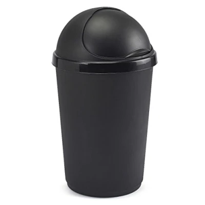 Image of Plastic Bullet Bins 30L, 50L Waste Paper Recycle Dustbin Flap Lid Kitchen, Home,Office Rubbish Trash Baskets (Black, 50L)