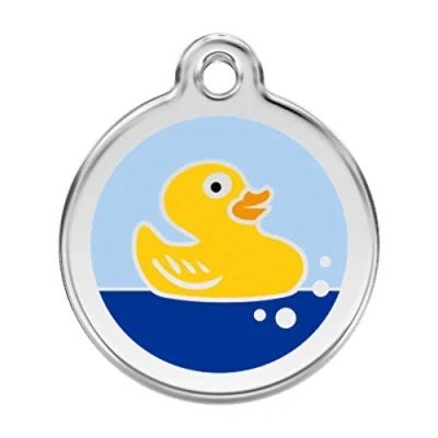 Image of Red Dingo Blue &amp; Yellow Dog Id Tags, (Small, Rubber Duck)