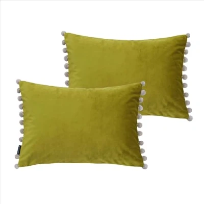 Image of Paoletti Fiesta Cushions (Twin Pack) Olive One Size