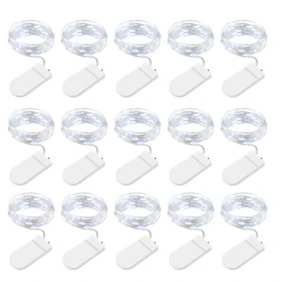Image of BROTOU LED String Lights 15 Pack, 2M 20 Fairy Battery Operated, Copper Wire for Home Garden Mothers Day Wedding Party Christmas Halloween Concerts Bars Clubs Hotels (Cold White)
