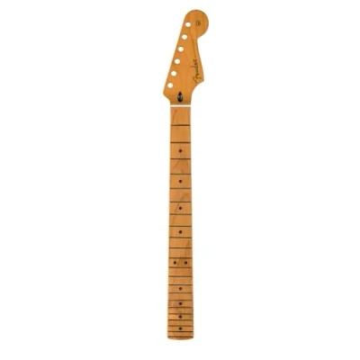 Image of Fender Satin Roasted Maple Stratocaster Neck, 22 Jumbo Frets, 12&quot;, Maple, Flat Oval Shape