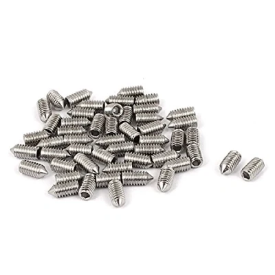 Image of Sourcingmap M4 x 8mm 304 Stainless Steel Cone Point Hex Socket Grub Screw 50 Pcs