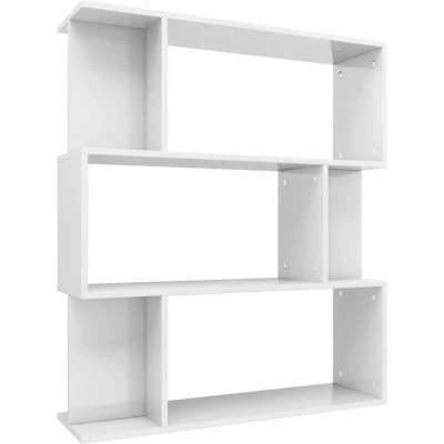 Image of vidaXL Book Cabinet/Room Divider High Gloss White 80x24x96 cm Engineered Wood