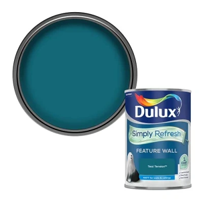 Image of Dulux Simply Refresh Feature Wall Matt Emulsion Paint Teal Tension 1.25L, 5569246
