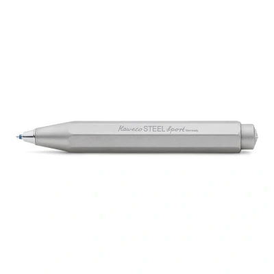 Image of Kaweco STEEL SPORT Ball Pen I Retractable Ballpoint with Standard D1 Refills in a nostalgic Tin Box Metal 10.5 cm